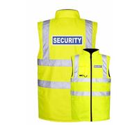 Security Badge Yellow Hi Vis Bodywarmer, Fleeced Lined Reversible, Conforms to EN20471 Class 2, High Visibility, By Brook Hi Vis, XXXLarge