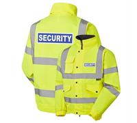 Security Badge Yellow Hi Vis Bomber Jacket Reflective, Waterproof, Conforms to EN20471 Class 3, High Visibility, By Brook Hi Vis, Large