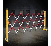 Security Barrier,Adjustable Expandable Metal Barricade Stanchions - 4ft to 5ft Height, Retractable Traffic Barrier with Wheels, Portable Road/Garage Fence (1.5m x 2m/5ft x 6.6ft)