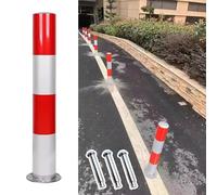 Security Bollards with Anchor Bolts, Galvanized Safety Posts for Parking Barriers and Traffic Warning in Sensitive Areas