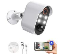 Security Camera, 1080p Wireless Security Camera, Battery Operated Security Cameras, Wifi Outdoor Camera with Motion Sensor, Outdoor Surveillance Camera for Home, Yard & Garage(White)