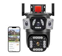 Security Camera, 6MP Three Lens PTZ IP Camera With Three Screen Auto Tracking Ai Human Detection Wireless Security CCTV Surveillance Cameras(6MP Camera Add 32G)