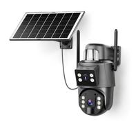 Security Camera Outdoor Wireless with 6MP Ultra HD 2.5K, Dual Lens WiFi Solar Security Camera, with 10400 mAh Battery and 5W Solar Panel, 360°PTZ, 12 M PIR Motion Detection and Human Tracking, IP66
