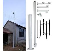 Security Camera Pole-Adjustable Height Surveillance Camera Pole, Galvanized Steel Construction for Outdoor Security Monitoring,（White,Tall 8.2ft/2.5m）