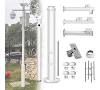 Security Camera Pole-Universal Vertical Pole for Security Cameras Solar Lights, Outdoor Surveillance Post with Brackets,（Tall 4m/13ft）