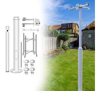 Security Camera Pole with 4 Brackets, Ground Mount Galvanized Surveillance Column for Warehouse Factory Construction Sites, 3.5m/11.4ft