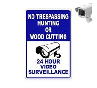 Security Camera Sign | No Trespassing Sign 24-hour,24-Hour Video Monitoring, No Trespassing Warning, 12 x 8 Inch Safety for Garden Park