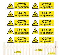 Security Camera Signs, Self-Adhesive Safety Stickers, 15x5cm Weatherproof Property Warning Labels, Indoor Outdoor Video Decals, for Driveway Home School Business Protection 10 Piece Set