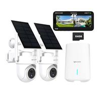 Security Camera System Outdoor, UCOCARE Ture 4K/8MP Solar Powered Wireless Camera System for Home Security, Built in Radar, No Subscription, Auto Tracking, Color Night Vision, 2.4&5GHz WiFi, 2 Cam-Kit
