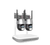 Security Camera System Wireless 4K Dual Lens CCTV Camera Security System Kit Outdoor Ai Human Auto Tracking PTZ IP Camera NVR Surveillance System Kit 4CH(None,2 Pcs Camera System)