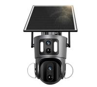 Security Cameras Wireless Outdoor, 2K Solar Camera Dual Screen 4G Outdoor 4MP PTZ Dual PIR Detection Dual-video Linkage Auto Tracking CCTV Camera for Surveillance, Home Security(4G Add 128GB Card)