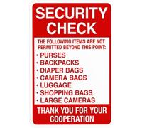 Security Check The Following Items Are Not Permitted Beyond This Point Warning Sign Security Entrance Metal Signs For Business Home Street Wall Safety Caution Decor Gift For Women Men 8x12 Inch
