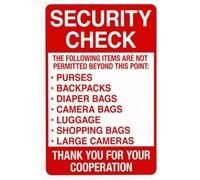 Security Check The Following Items Are Not Permitted Beyond This Point Warning Sign Security Entrance Metal Signs For Business Home Street Wall Safety Caution Decor Gift For Women Men 8x12 Inch