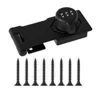 Security Code Lock for Barn Doors, Padlock Latch Hasp, Screw Mount for Drawers, Fridges, and Cabinets, Black