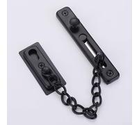 Security door chain latch bolt restrictor guard lock made of stainless steel with slide catch for controlled door opening and package receiving (Black)