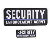 Security Enforcement Agent Embroidered Patches Hook and Loop, Durable Fabric Police Patch for Officer Guard Uniforms, One Small and One Large Black