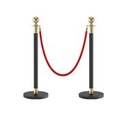 Security Fence Etiquette Posts, Guardrail Barriers, Stainless Steel Posts, 5-Foot Rope Poles, Crowd Control Barriers, And Police Tape For Grand Opening Casino Movie Th(Color:Black and gold round head)