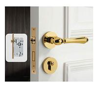Security Gold Sprung Lever Door Handle Bedroom Door Lock Zinc Alloy Split Door Handles Lever Lock with Lock, 3 Keys,1 Lock Body
