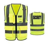SECURITY Hi Vis Vests for Men & Women - 7 Pockets, High Visibility Safety Vest with Zipper