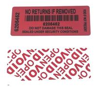 Security Labels Stickers X 100 NO Returns Tamper EVIDENT Void RED