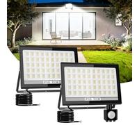 Security Lights Outdoor Motion Sensor 100W, Dusk Till Dawn Outdoor Lights, NATPOW Flood Lights with Smart PIR Sensor, 11000LM Daylight White LED Wall Light for Garage, Warehouse, Yard, Streets 2 Packs