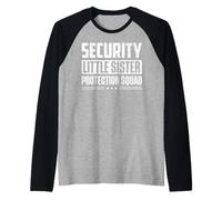 Security Little Sister Protection Squad Big Brother Siblings Raglan Baseball Tee