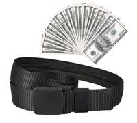 Security Money Belt with Hidden Money Pocket - Nylon Tactical Belt for Men & Women with Zinc Alloy Buckle - Anti-Theft Wallet, Black, Medium - 38 (Fits 36-40 inch waist)