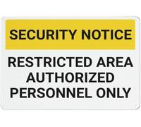Security Notice Restricted Area Authorized Personnel Only Warning Metal Sign Tin Signs Aluminum Sign For Outdoors Use Yard Farm Fence Home Wall Decor 12x16 Inch