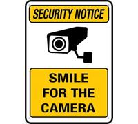 Security Notice Smile For The Camera Sign Outdoor, Uv Printed Rust Free Aluminum 12 X 8 In,Yard Sign For Home, Business, Driveway Alert