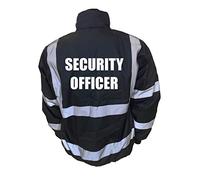 Security Officer Black Yoko Hi Vis Bomber Jacket Reflective, Waterproof, Work Wear Coat Security Officer, High Visibility, By Brook Hi Vis, XLarge