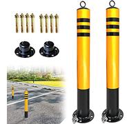Security Pole Bollard Post Parking Barrier with 5m Plastic Chain - 2 Pack Stainless Steel Driveway Stanchion Sign
