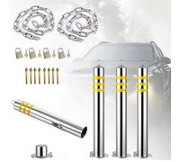 Security Pole,Parking Lot Ber Posts with Chains, Heavy Duty Driveway Security Post Stainless Steels Traffic Bollard, for Warehouse/Garage Lot/Door Fronts/Banks, 60/75 Cm Tall (Color : 2 (4 Pcs 60