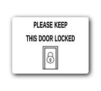 Security reminder sign to keep the door locked Sign - 19.4x14.3cm Brushed Aluminium