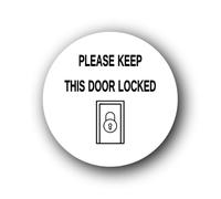 Security reminder sign to keep the door locked Sign - 9.5x9.5cm Brushed Aluminium