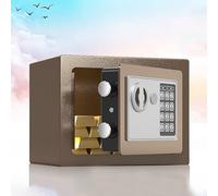 Security Safe Box, Carbon Alloy Steel Electronic Safe Box Fireproof Antitheft Portable Money Bank for Home Office Hotel Business Jewelry Cash (coffee gold)