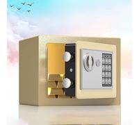 Security Safe Box, Carbon Alloy Steel Electronic Safe Box Fireproof Antitheft Portable Money Bank for Home Office Hotel Business Jewelry Cash (golden)
