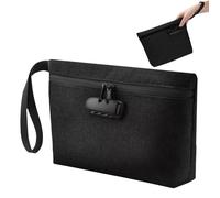 Security Smell Proof Bag with Combination Lock, 13 x 8 Inches Odor Proof Container, Waterproof Lockable Cash Bag with Zipper & Handle,Travel Safe Smell Proof Pouch for Passports Herbs Cards, Black