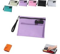 Security Smell Proof Bag with Combination Lock, Travel Lock Container, Portable Money Bags, Money Bags with Zipper & Handle, Lockable Safe Storage for Passport, Certificates, Valuables(Purple)