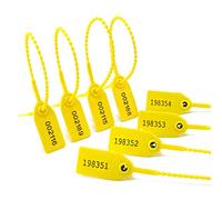 Security Tamper Proof Seal Pull-Tite Plastic Seal Numbered Tear Off Tag for Extinguisher Luggage 250mm (500 Pieces X Yellow)