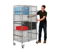 Security Trolley; Swivel (x2 Braked) Castors; Wire Mesh; 350kg; Silver