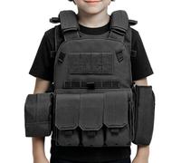 Security Vest - Adjustable Multiple Pouches Protective Chest Rig | Airsoft Gear and Equipment - for Enforcement Training Hunting Outdoor Cosplay Costume Role Play Combat Battle