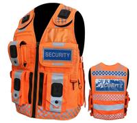 Security Vest Dog Handler Tactical Safety Enforcement CCTV Jackets Adults Hi Viz One Size Fits All (UK, Alpha, One Size, Regular, Regular, First Aid, Orange Grey Strip)