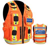 Security Vest Dog Handler Tactical Safety Enforcement CCTV Jackets Adults Hi Viz One Size Fits All (UK, Alpha, One Size, Regular, Regular, Security, Orange Hiviz Strip)