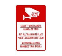 Security Video Camera Put All Trash In Its Place No Dumping Allowed Bilingual Metal Warning Sign for Indoor Outdoor Security, Business Office Home Street Decor 20 x 30 cm