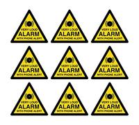 Security Warning Stickers, Very Loud Alarm with Phone Alert, 90mm x 80mm, Self-Adhesive Vinyl Labels, Pack of 9 Signs