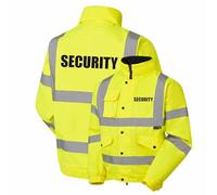 Security Yellow Hi Vis Bomber Jacket Reflective, Waterproof, Conforms to EN20471 Class 3, High Visibility, By Brook Hi Vis, XXXXXLarge