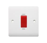 Securlec 1 Gang Square Cooker Switch in White Securlec White