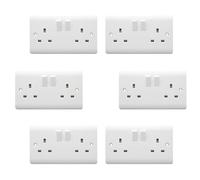 Securlec 2 Gang Switch Socket, Double Pole, Round Edge, Durable, Lightweight, Easy Installation, Ideal for Appliances, Chargers, Electronics & Household Devices (Pack of 6)