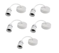 Securlec 5X White Ceiling Pendant Light Fitting 6 Inch Bayonet Long Skirt Lamp Holder 15Cm