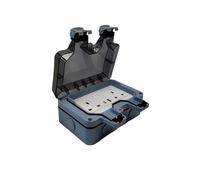 Securlec Double Weatherproof Outdoor Socket - 2 Gang with USB A & USB C - IP66 Rated, Plastic, UK 3-Pin, Outdoor Socket